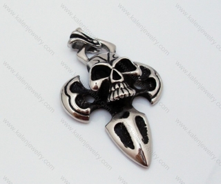 Stainless Steel Casting Cross Pendants with Skull - KJP010006