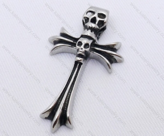 Stainless Steel Two Skull Cross Pendant KJP170125