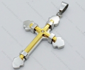 Stainless Steel Gold Cross Pendant - KJP050544