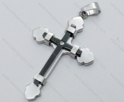 Stainless Steel Black Plating Cross Pendant - KJP050545