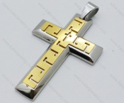 Stainless Steel Carving Gold Cross Pendant - KJP050549