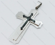 Smooth Stainless Steel Black Cross Pendant - KJP050581