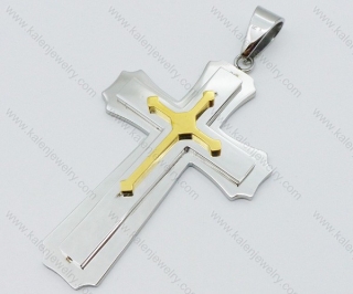 Smooth Stainless Steel Gold Plating Cross Pendant - KJP050583
