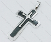 Stainless Steel Black Plating Cross Pendant - KJP050584