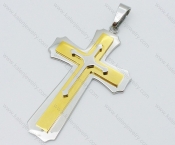 Stainless Steel Gold Plating Cross Pendant - KJP050585