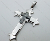 3 Layer Stainless Steel Black Plating Cross Pendant - KJP050592