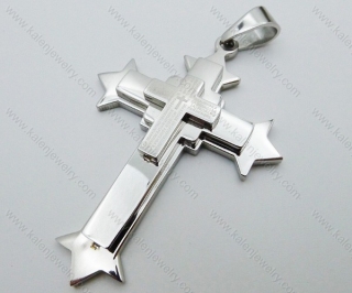 Smooth 3 Layer Stainless Steel Cross Pendant - KJP050593