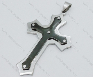 Stainless Steel Black Plating Cross Pendant - KJP050639
