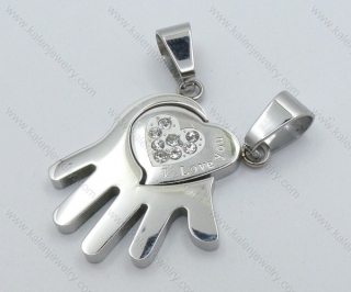 Fashion Stainless Steel Cutting Hand and Heart Couple Pendants KJP050279