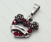 Inlay Ruby Rose Pendant For Girl - KJP090179