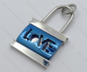 Stainless Steel Blue LOVE Lock Pendant - KJP050655
