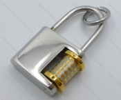 Stainless Steel Gold Lock Pendant - KJP050723