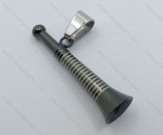 Black Stainless Steel Trumpet Pendant - KJP050830