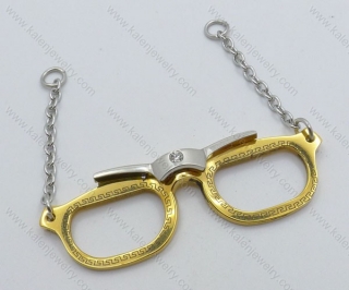 Stainless Steel Gold Plating Glasses Pendant - KJP050878