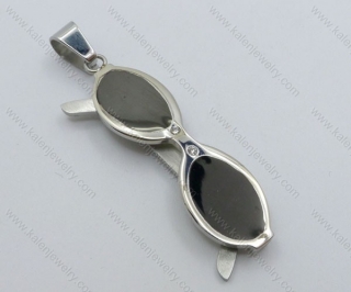 Stainless Steel Black Plating Glasses Pendant - KJP050880