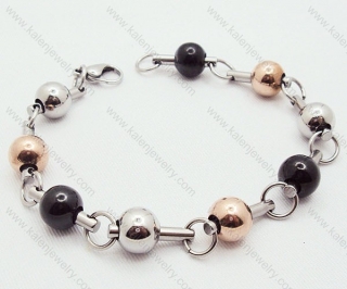 Stainless Steel Stamping Bracelets with Gold, Black, Silver plating Ball Beads - KJB200014