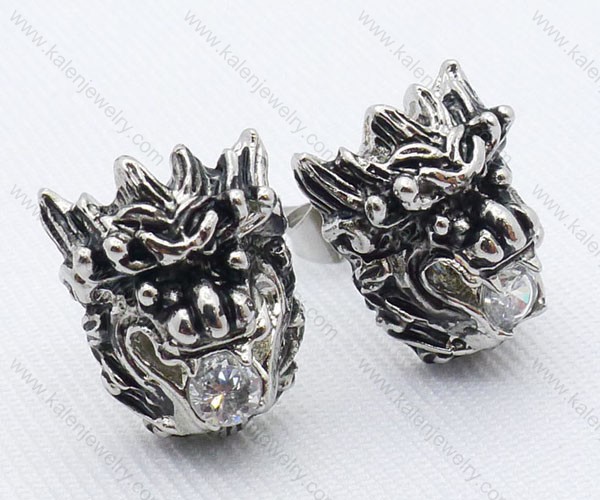 vintage casting dragon earrings with clear zircon