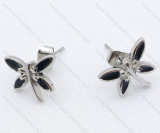 Epoxy Stainless Steel Dragonfly Cutting Earrings