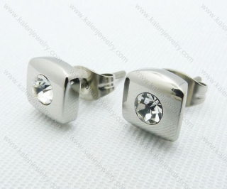 Stainless Steel Zircon Stone Earrings - KJE220002