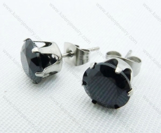 Stainless Steel Black Zircon Stone Earrings - KJE220010