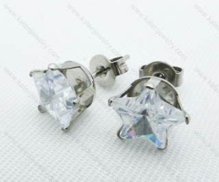 Stainless Steel Zircon Stone Earrings - KJE220011
