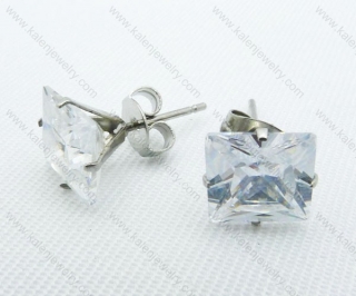 Stainless Steel Zircon Stone Earrings - KJE220013