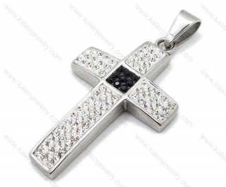 Stainless Steel Clear Crystal Cross Pendants - KJP050955