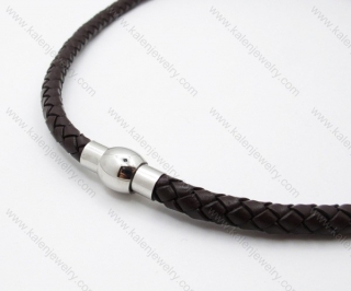 Leather necklace with Stainless Steel Pendant - KJN030003