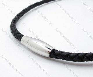 Leather necklace with Stainless Steel Pendant - KJN030007