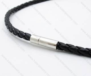 Leather necklace with Stainless Steel Pendant - KJN030020