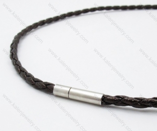 Leather necklace with Stainless Steel Pendant - KJN030024