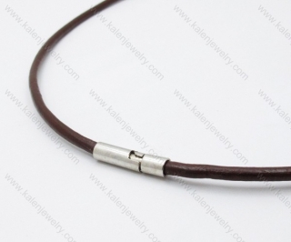 Leather necklace with Stainless Steel Pendant - KJN030026