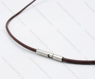 Leather necklace with Stainless Steel Pendant - KJN030028