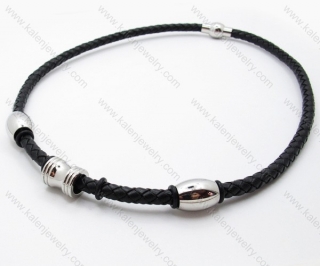 Leather necklace with Stainless Steel Pendant - KJN030048