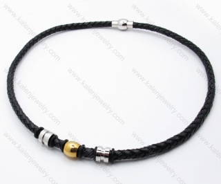 Leather necklace with Stainless Steel Pendant - KJN030051