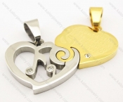 Steel Inlay Stone Inlay Stone Gold Plating Heart Couples Pendants - KJP051032