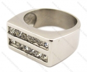 Stainless Steel Inlay Zircon Stones Ring - KJR080001