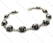 Stainless Steel Bracelets with Skull Charms set above Maltese Cross - KJB170007