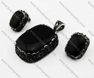 Elegant Vintage Stainless Steel Inlay Black Stone Jewelry - KJS080001