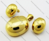 Steel Gold Earrings & Pendant Jewelry Sets - KJS080004