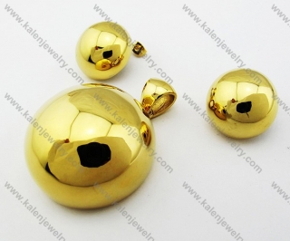 Steel Gold Earrings & Pendant Jewelry Sets - KJS080006