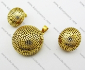 Steel Gold Earrings & Pendant Jewelry Sets - KJS080009