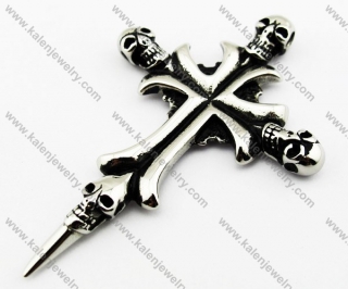 Stainless Steel Skull Cross Pendant - KJP010060
