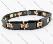 Gold & Black Ceramic Bracelets w Clear Stone - KJB270058