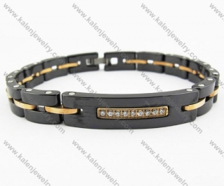 Black Ceramic and Gold Tungsten Bracelet CNC Zircon Stones - KJB270083
