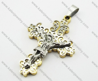 Stainless Steel Gold Jesus Cross Pendant - KJP140107