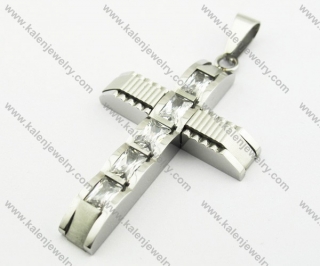 Stainless Steel Cross Pendant Inlay Zircon - KJP140109