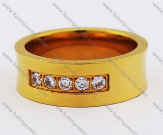 Stainless Steel Gold Plating & Inlay Stones Ring - KJR280067