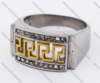 Stainless Steel Gold Plating & Inlay Stones Ring - KJR280180