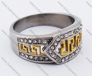 Stainless Steel Gold Plating & Inlay Stones Ring - KJR280185
